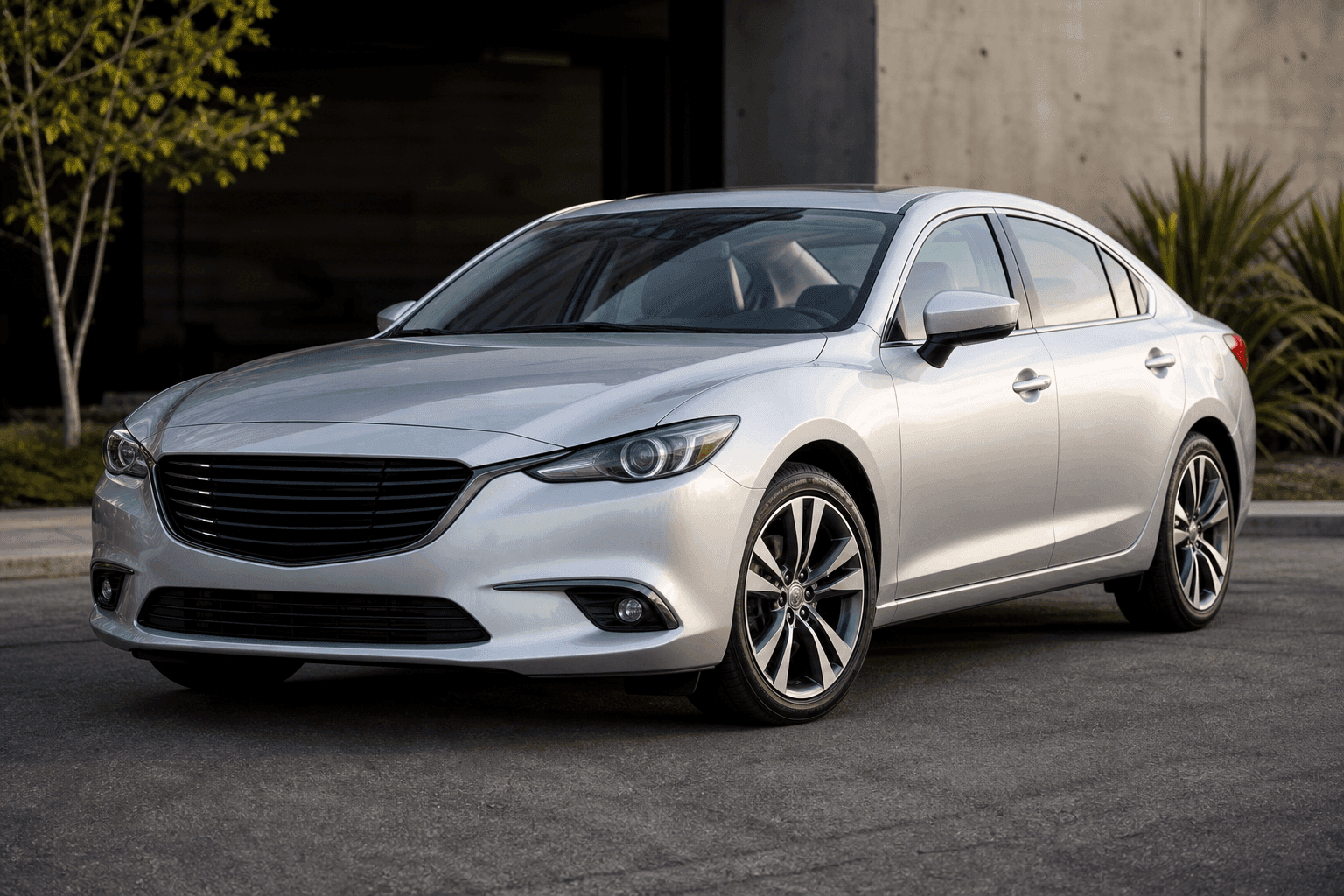 Modern silver sedan car