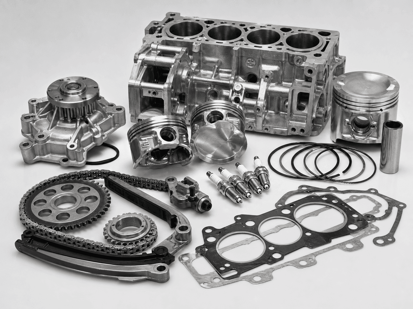 Realistic engine parts catalog assortment