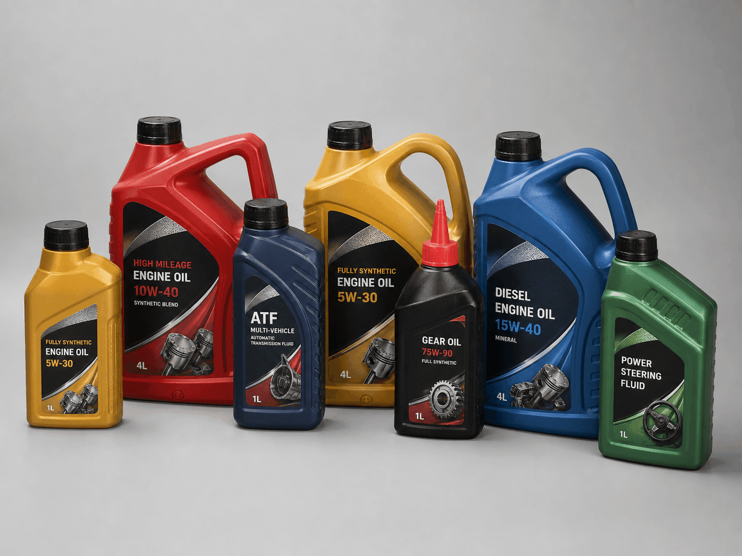 Automotive oils and lubricants assortment